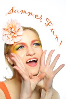 Summer Fashion Woman With Creative Eye Make-up Stock Image Summer Fashion Woman With Creative Eye Make-up Stock Image