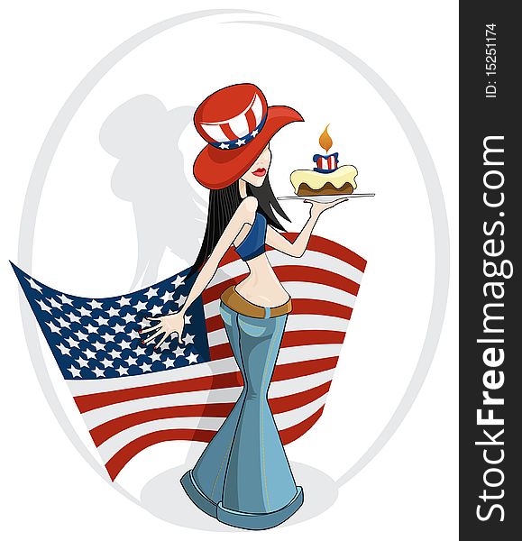 Vector illustration of a American girl. EPS file is available . Vector illustration of a American girl. EPS file is available