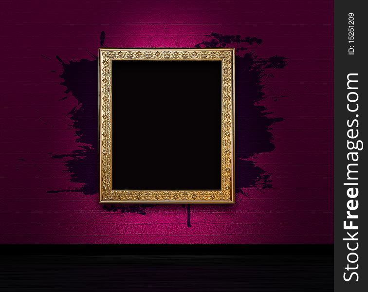 Frame with splashes on a dark wall