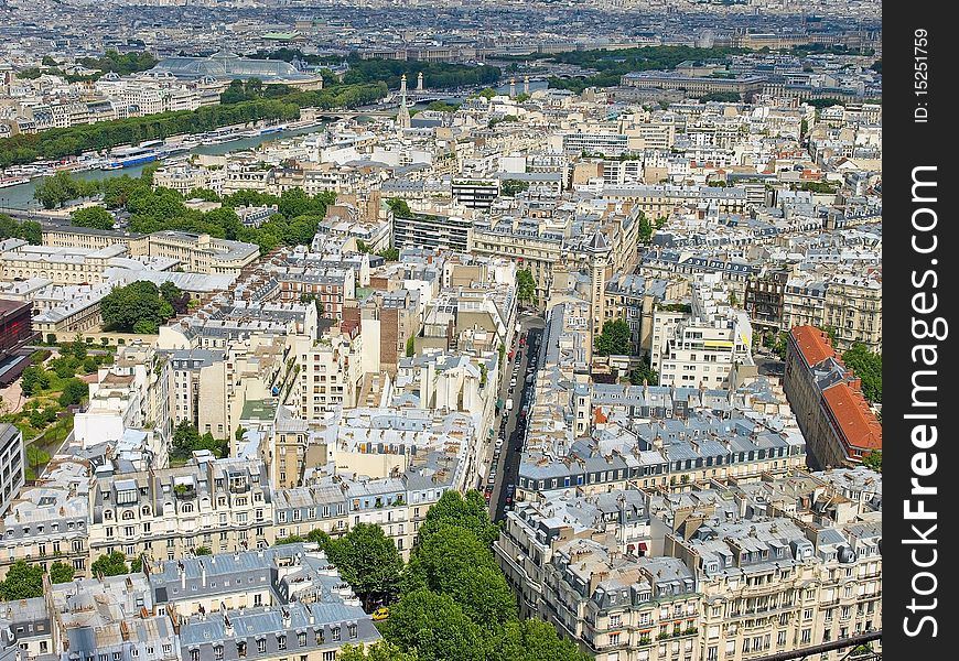 Aerial view of Paris with the Eiffel tower. Aerial view of Paris with the Eiffel tower