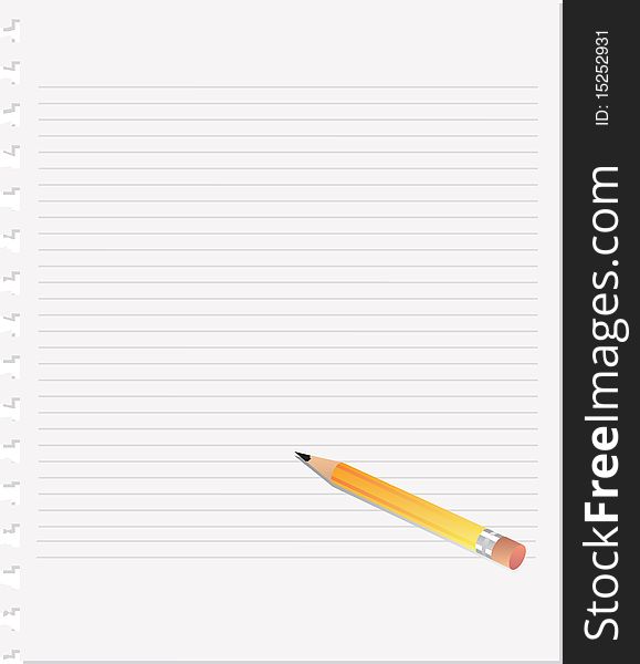 List of paper with a pencil, illustration. List of paper with a pencil, illustration