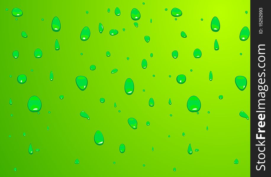 Water drops background in green colors