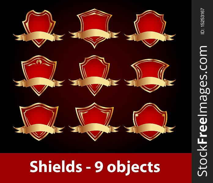 shields set with golden elements