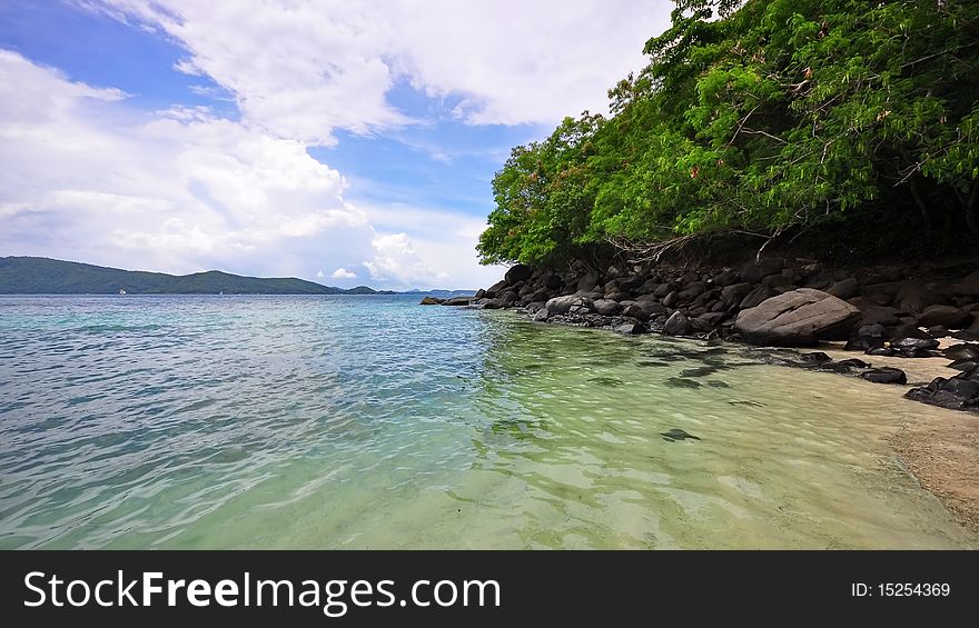 Clear waters around Coral Island in Thailand, a popular tourist destination. Clear waters around Coral Island in Thailand, a popular tourist destination