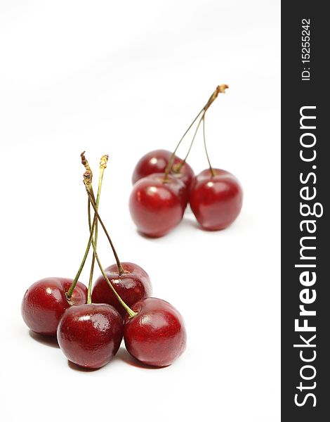 Fresh sweet cherry over white background