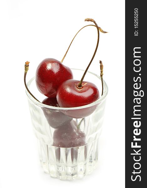 Sweet cherry in a glass