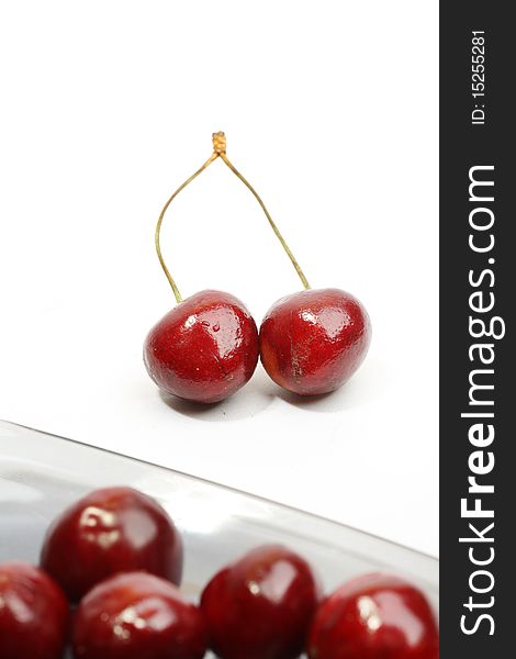 Sweet cherry over white background
