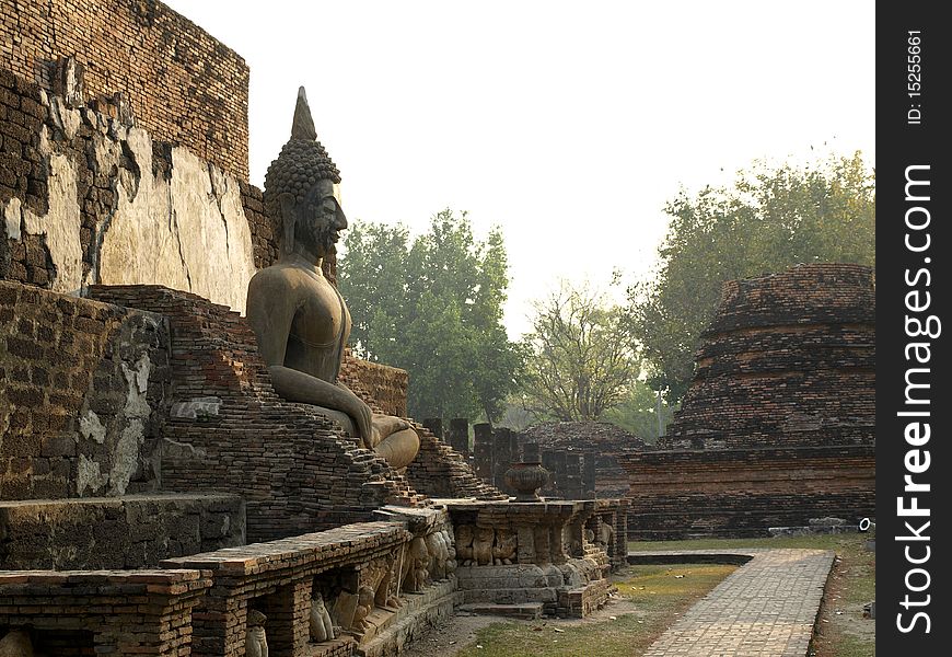 Sunny morning in the ancient temple, history at Sukhothai. Sunny morning in the ancient temple, history at Sukhothai