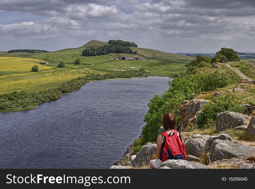 Female Hiker on Hadrian's Wall