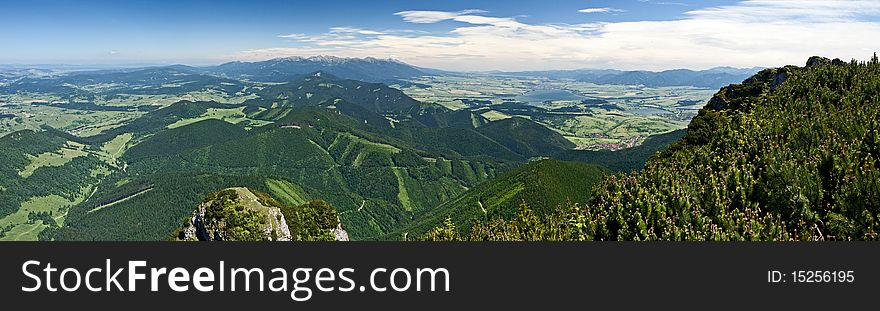 Panorama of Velky Chocz and Tatras Mountains. Panorama of Velky Chocz and Tatras Mountains
