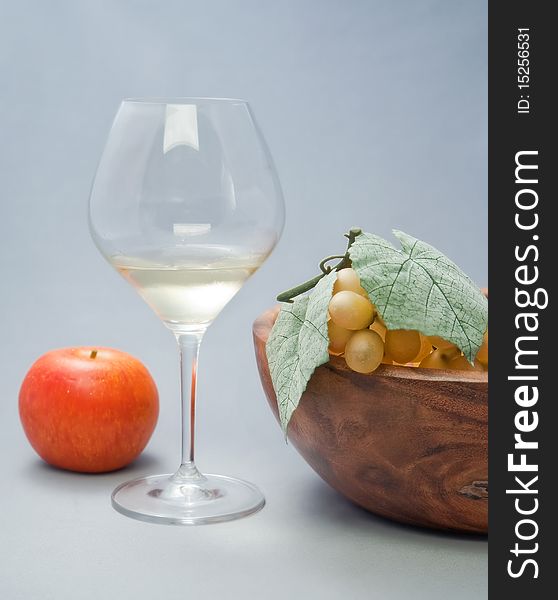 Picture of a still-life with fruit and wine glass