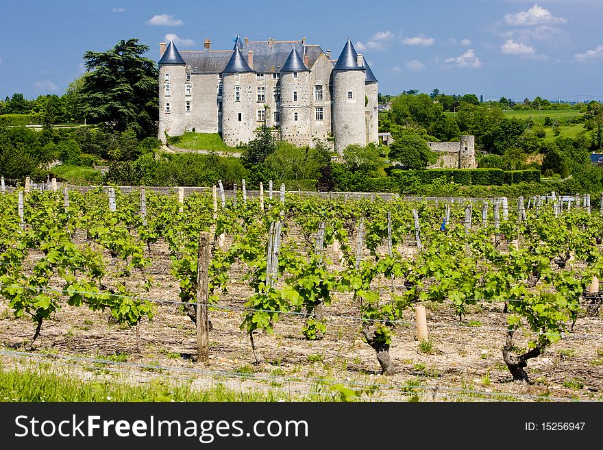 Luynes Castle with vineyard, Indre-et-Loire, Centre, France