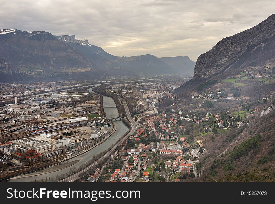 Topview from la Bastille Grenoble, France