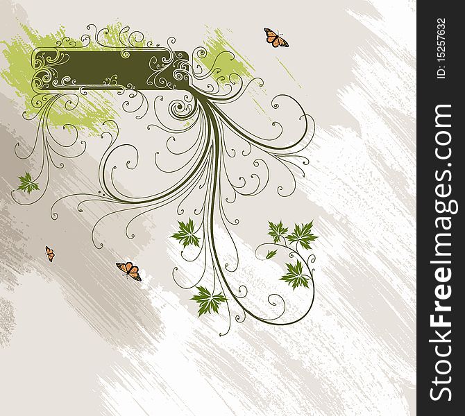 Vector grunge background with floral elements. Vector grunge background with floral elements