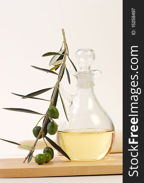Olive oil bottle and kitchen ware