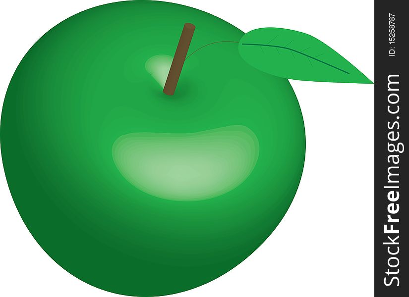 3d illustration of a green apple. 3d illustration of a green apple