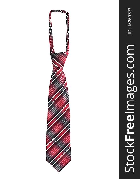 Striped male necktie isolated on white background