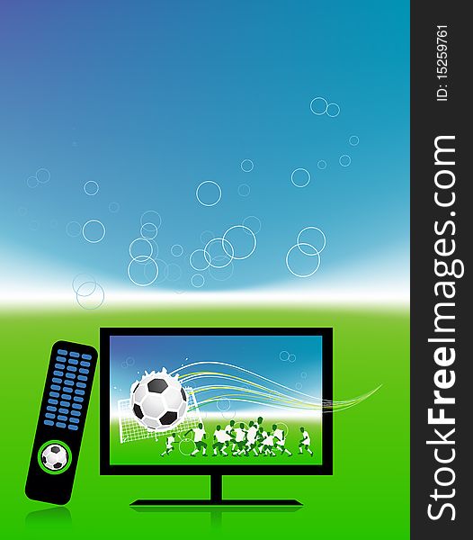 Football match  on tv sports channel, vector illustration