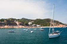 Yacht In Harbour. Costa Brava Royalty Free Stock Images Yacht In Harbour. Costa Brava Royalty Free Stock Images