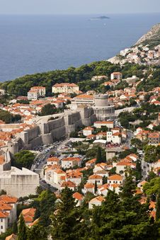 View Of Dubrovnik Old Town And Fortress Stock Images