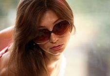 Portrait Of Young Woman With Sunglasses Stock Photo Portrait Of Young Woman With Sunglasses Stock Photo