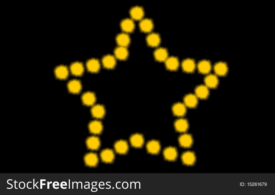 A star consisting of many circles of yellow color