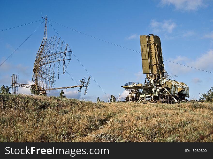 Military Radar And Vehicle Of The Base