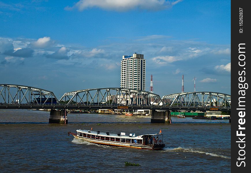 People vessels central Bangkok Chao Phraya River. People vessels central Bangkok Chao Phraya River