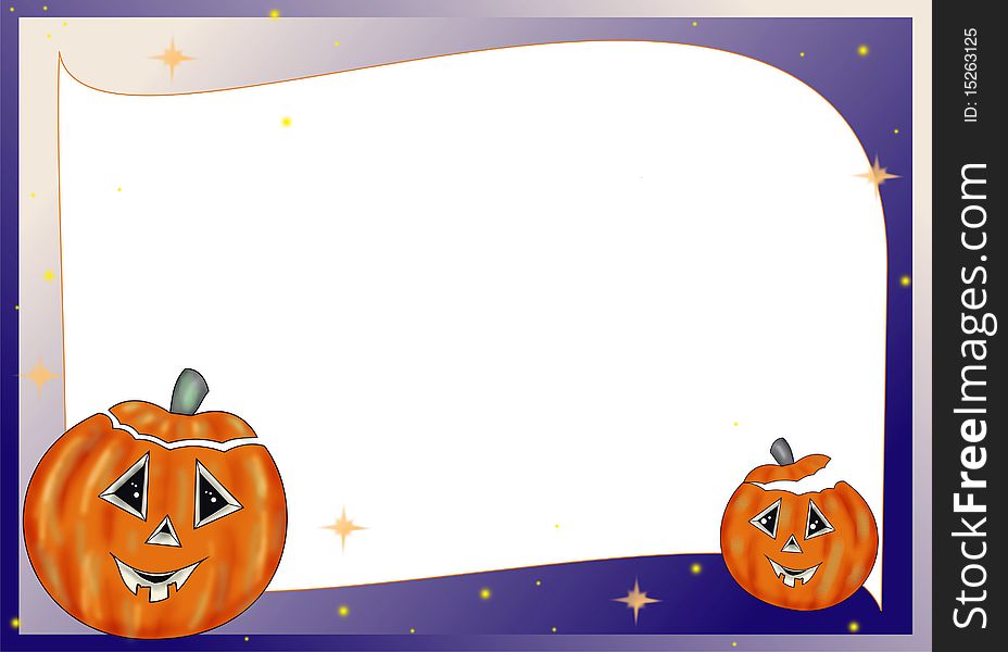 Card for Halloween, the night sky and white background. Card for Halloween, the night sky and white background