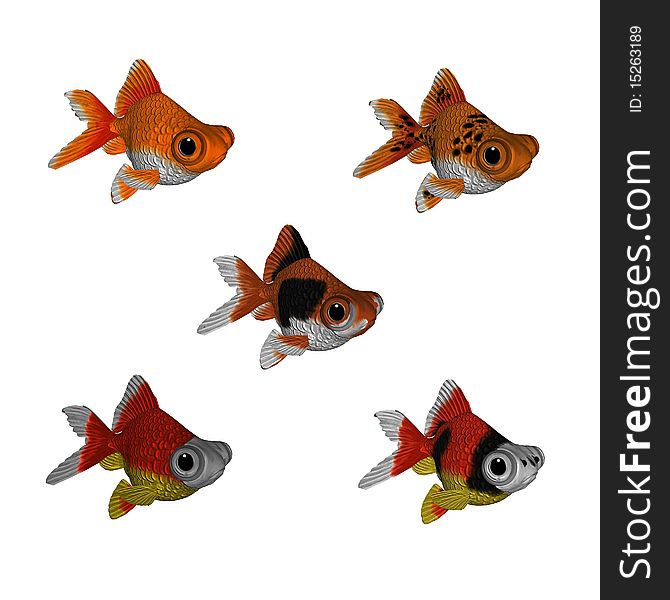 3d Cartoon Goldfish Set 1