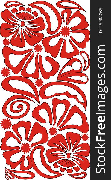 Red floral design on a white background. Red floral design on a white background