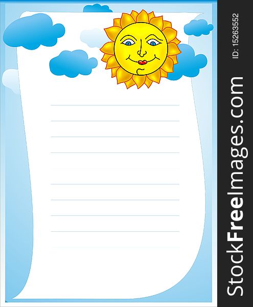 Blue card - Sun and и clouds. Blue card - Sun and и clouds