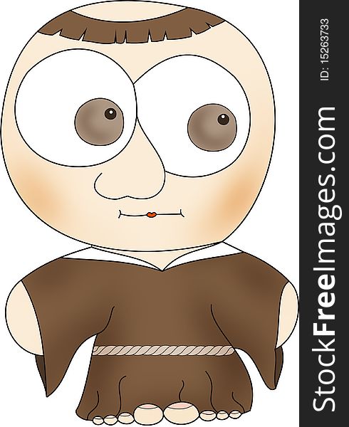 cartoon monk in a brown cowl