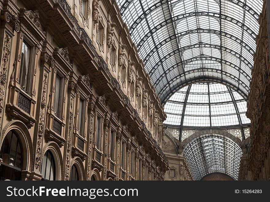 Roof of Vittorio Emanuele II Shopping Gallery in Milan, Italy. Roof of Vittorio Emanuele II Shopping Gallery in Milan, Italy