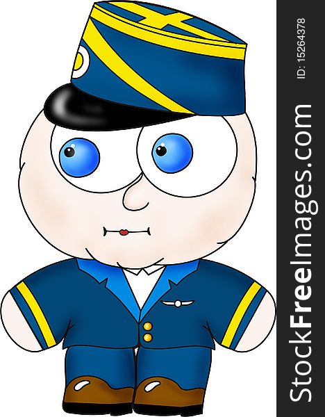 Cartoon man in blue uniform. Cartoon man in blue uniform
