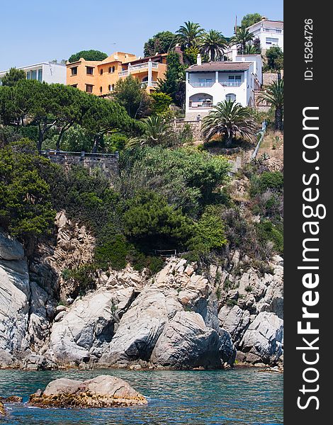 Villas on the scenic rocky spanish coast  - Costa Brava. Villas on the scenic rocky spanish coast  - Costa Brava