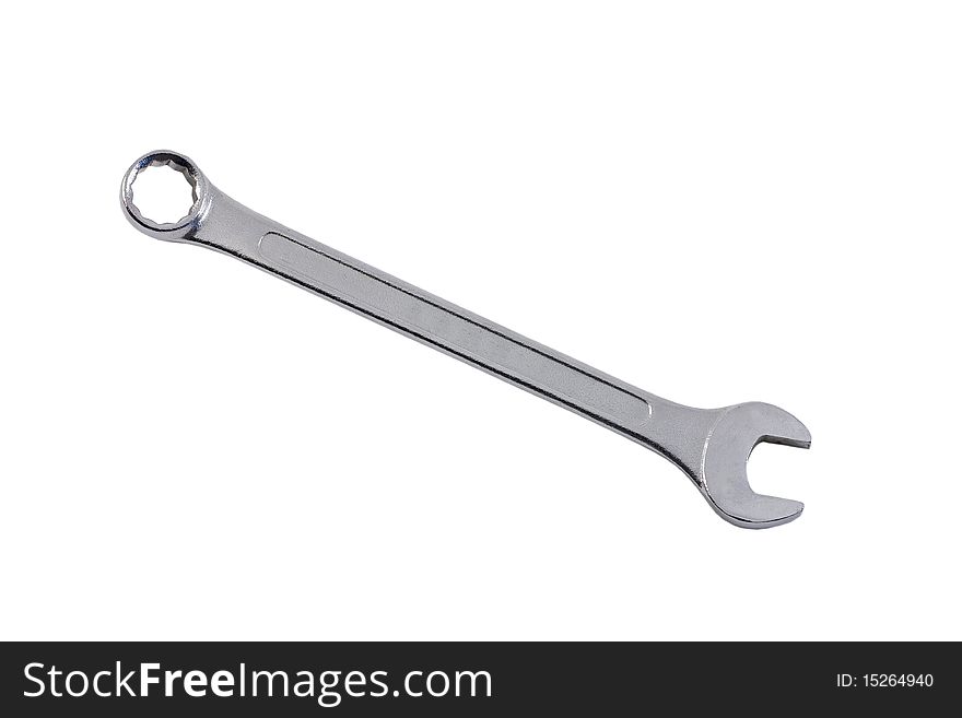 Metal spanner isolated on the white