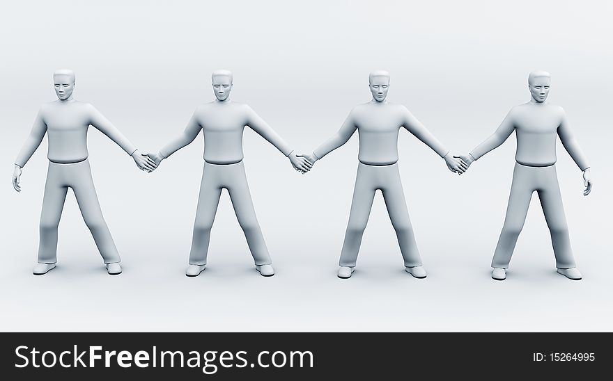 3d people - isolated illustration - team. 3d people - isolated illustration - team