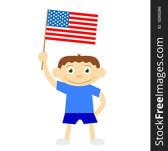 Funny Vector Boy With Flag