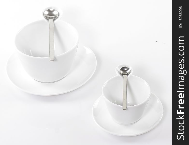 Tea cups on white background