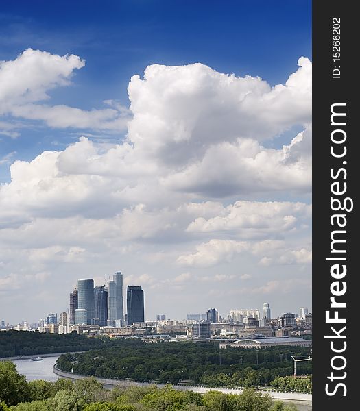 Moscow. A view from mountains Vorobevyh on the Moskva River and Moscow-city