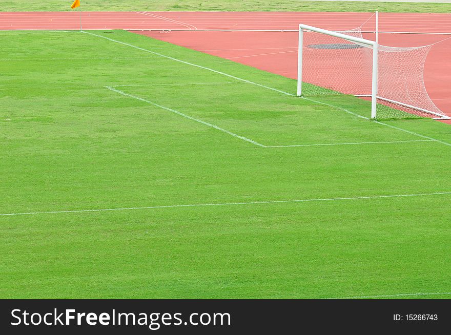 Football grass field and football goal. Football grass field and football goal