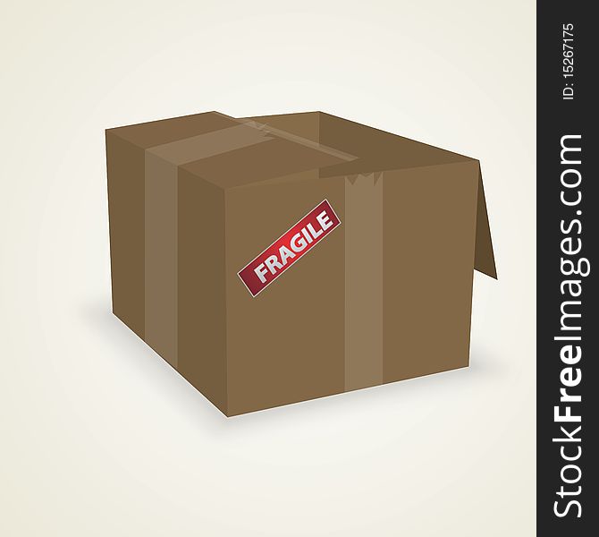 Vector box with fragile symbol. Vector box with fragile symbol