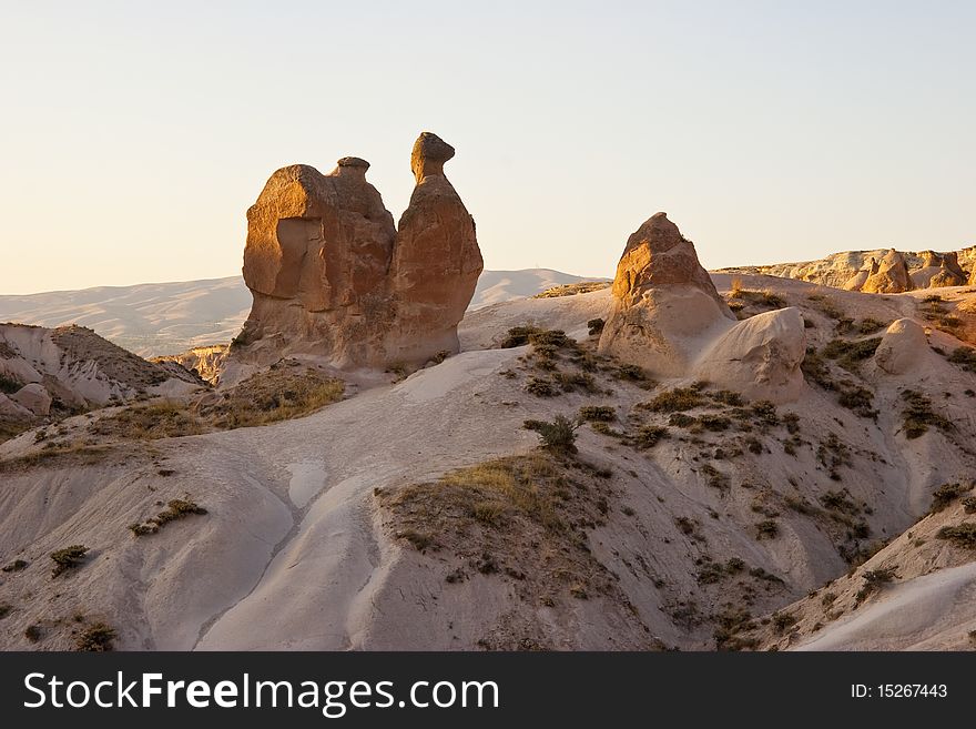 The boulder reminding a camel, formed by natural erosion of a ground, district Cappadocia, Turkey. The boulder reminding a camel, formed by natural erosion of a ground, district Cappadocia, Turkey