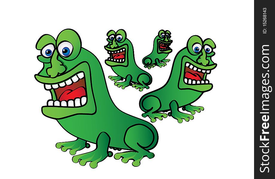 Four Green Frogs