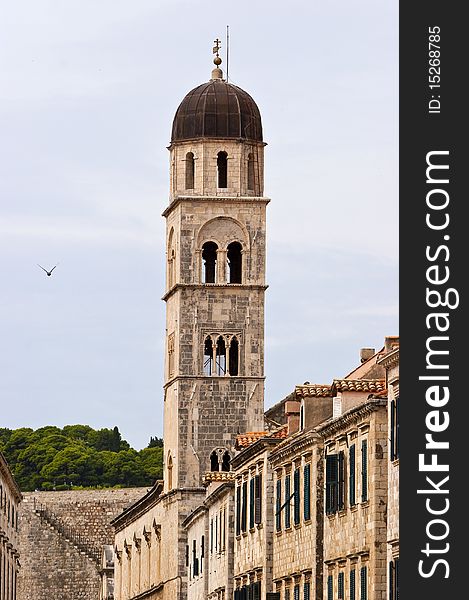 Tower on main walking street in Dubrovnik, Croatia. Tower on main walking street in Dubrovnik, Croatia