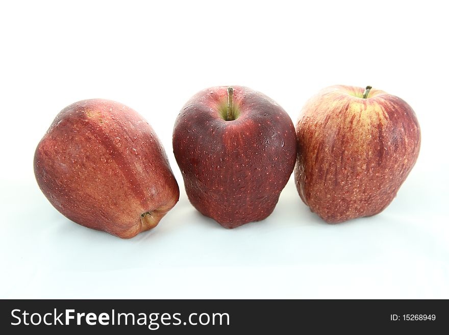 Three red apples on white blackground,isolate