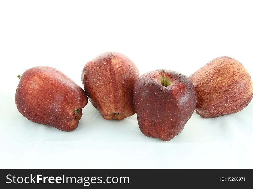 Four red apples on white blackground ,isolate