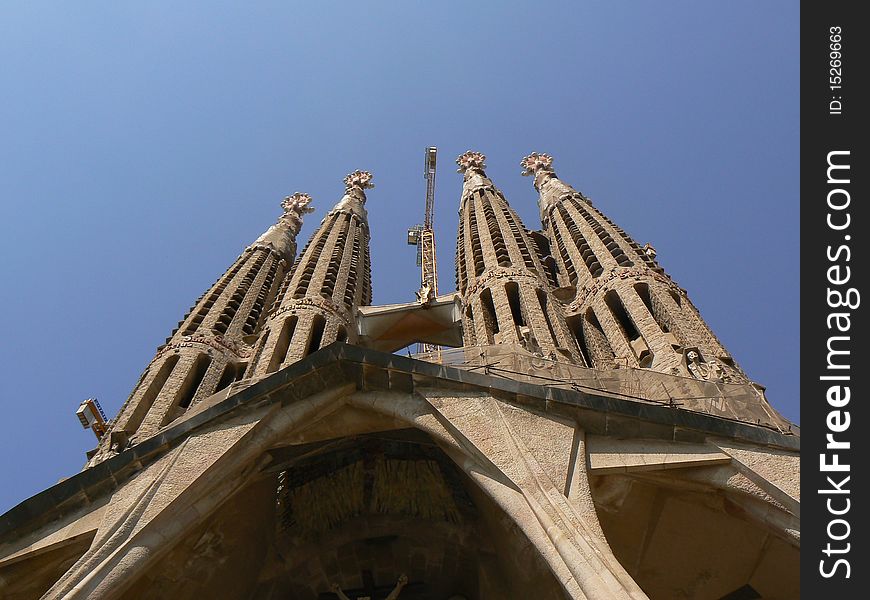 Sagrada Familia and sky blue