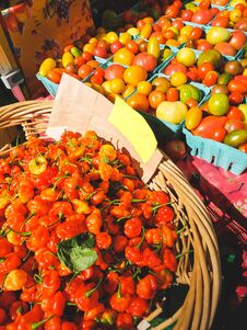 Fruit Market With Various Colorful Fresh Fruits And Vegetables Stock Image